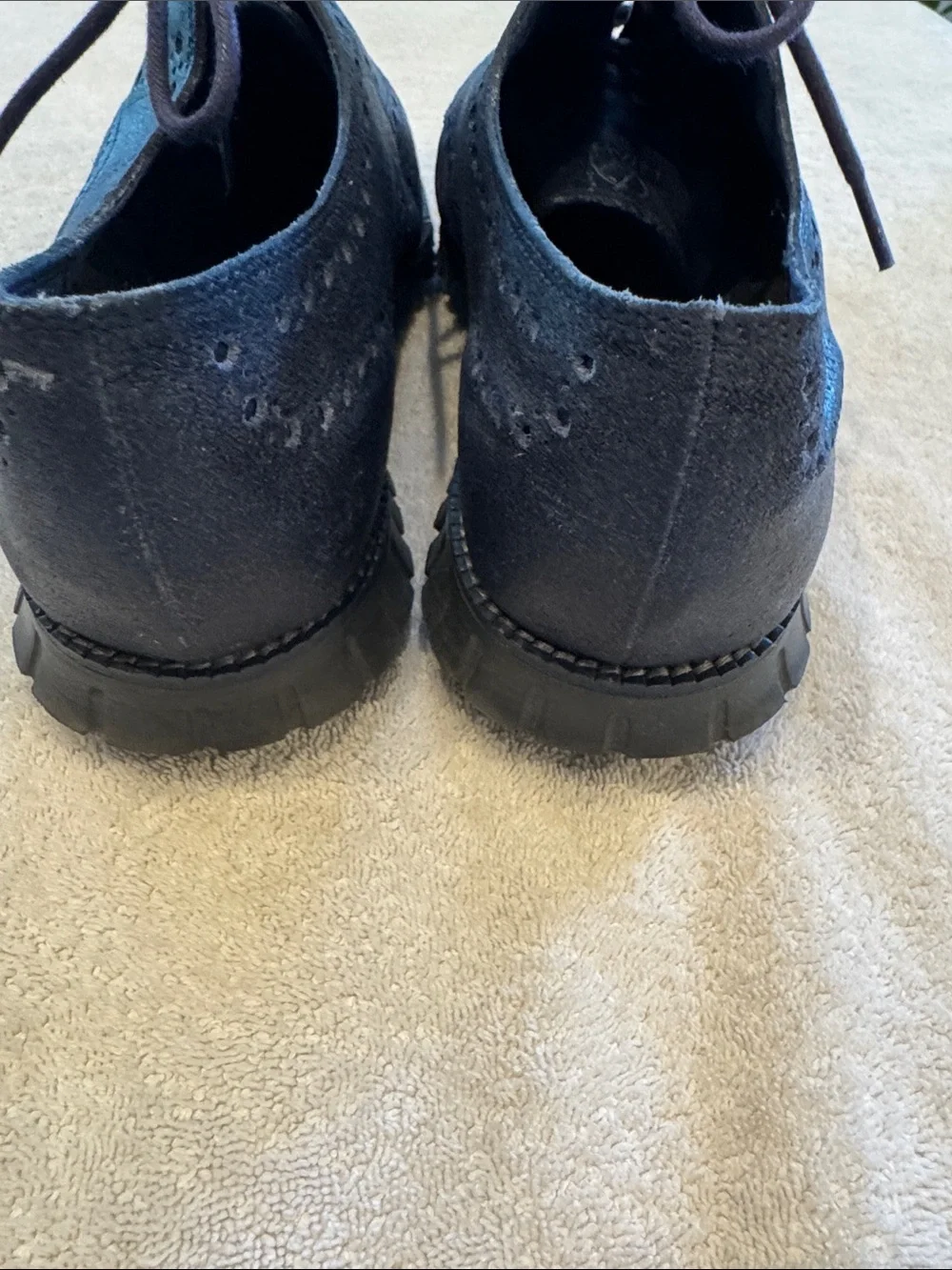 Cole Haan Men's Dark Navy Suede Wingtip Derby Oxfords